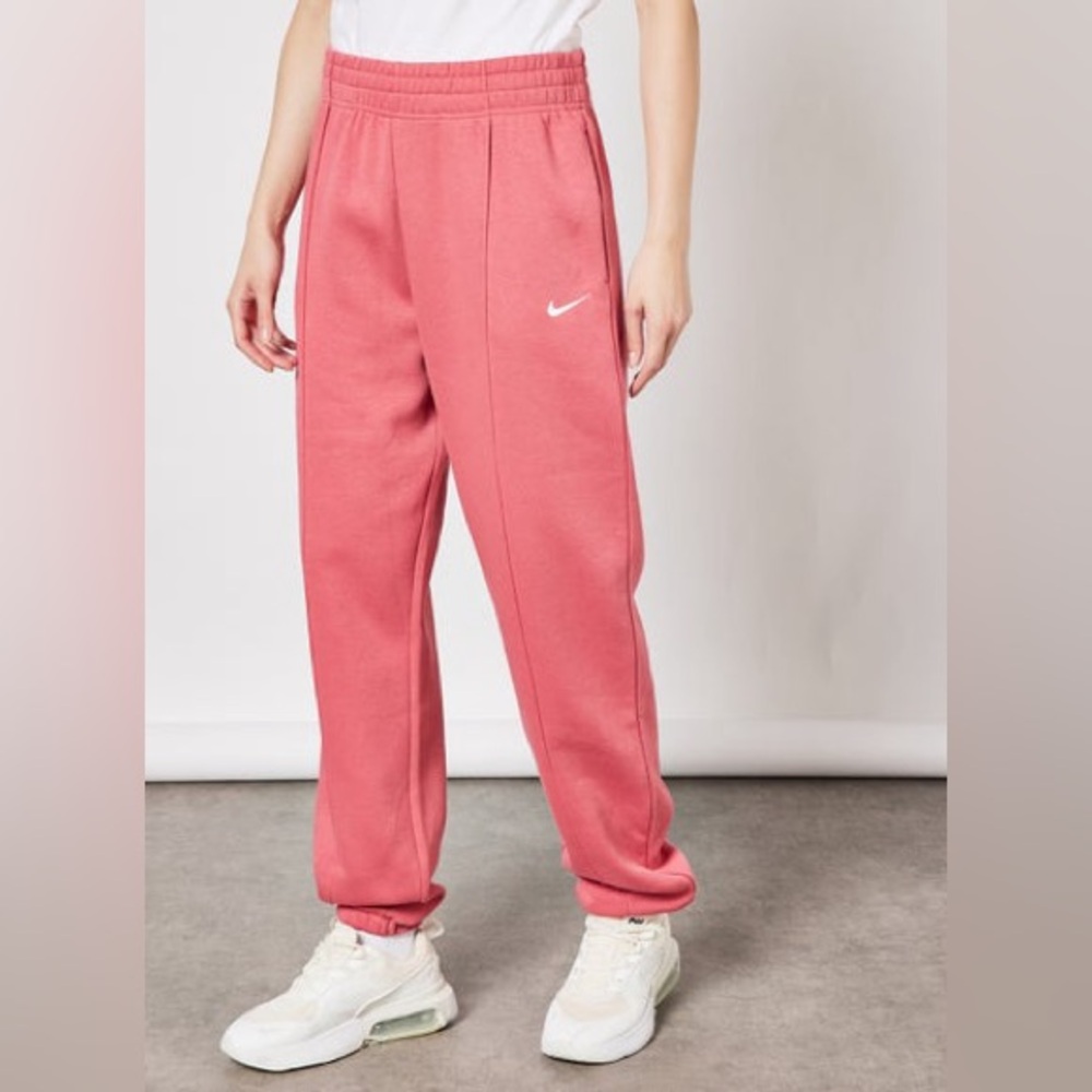 Nike Pink Track Pants with White Swoosh